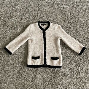 Banana Republic Cream Boucle Sweater with Buttons Petite XS